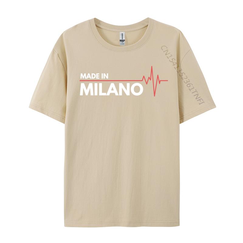 Made In Milano Italy Italia Place Of Birth Heartbeat Tops T Shirt Casual Tops Shirt Funky Printing Unisexs Tshirts Printing