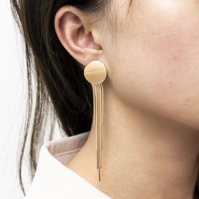 Simple Long Tassel Stud Earrings