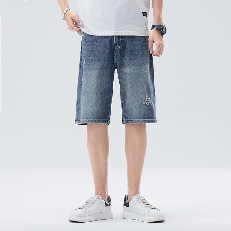 Grinded Five-point Pants Summer New Style Men's Japanese Loose Five-point Pants Shorts Denim Medium Pants