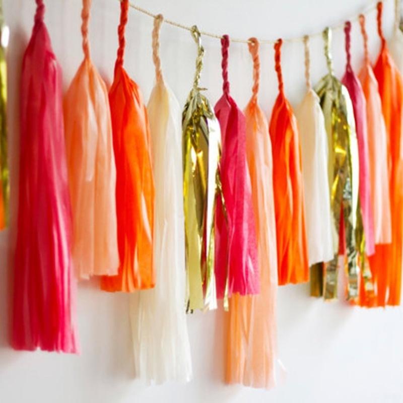 5Pcs Tissue Paper Tassel Garland Bunting Party Wedding Birthday DIY Pom Poms Decor