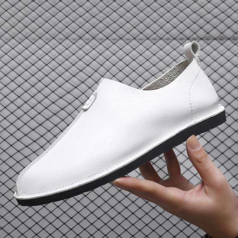 Fashion Business Lightweight Flats All-match Mens Slip on Shoes Men's Genuine Leather Loafers Casual Soft Non-Slip Dress Shoes for Men