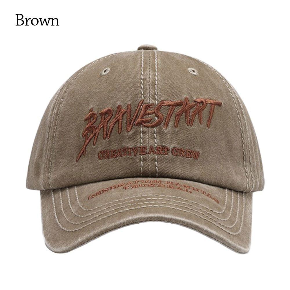 Embroidery Sun Hat Cotton Visor Casual Snapback Hat Running коричневый