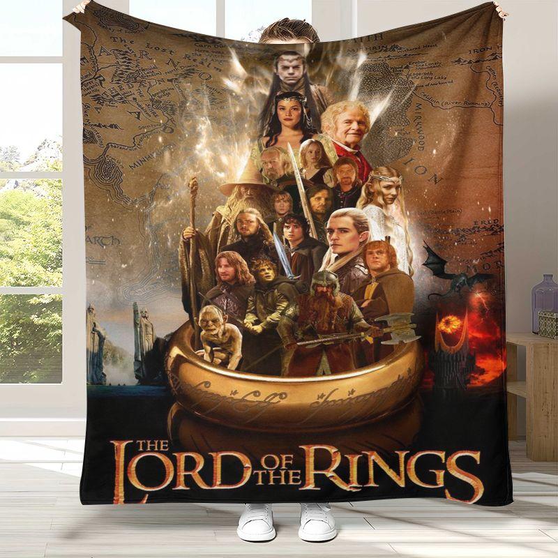 Retro L-Lord of The Rings H-Hobbit Flannel Blanket,Ultra Soft Warm Plush Throw for Home Bedroom Bed Sofa Cover Office Picnic