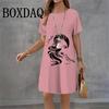 Summer Women Dress 3D Abstract Fashion Printed Human Face Harajuku Dress For Ladies Clothing Casual Streetwear Short Sleeve
