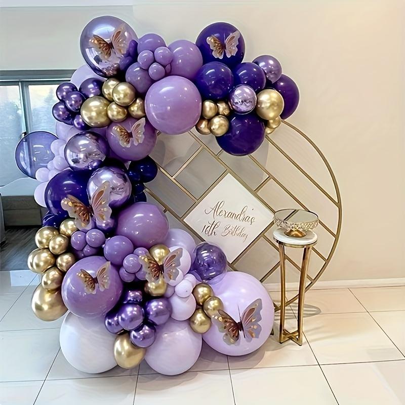 132Pcs Dark Purple Light Balloon Garland Arch Kit Metal Purple Gold Latex Balloons Wedding Party Bridal Baby Shower Birthday Dec