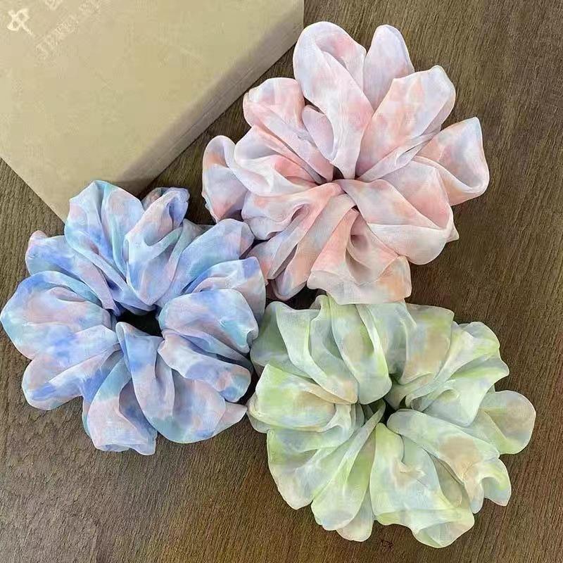 Women Hair Scrunchies Chiffon Floral Printed Hair Band for Girls Ponytail Holder Rubber Bands Hair Ties Hair Accessories Gifts