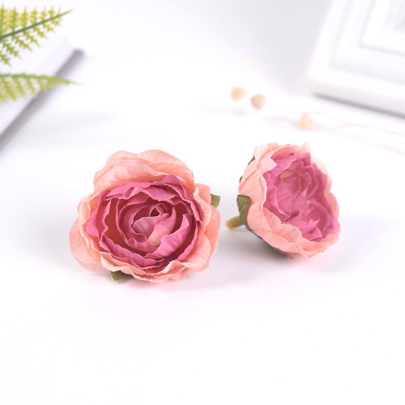5/10PCs Rose Artificial Flowers 5CM Fake Flowers for Home Room Decor Garden Wedding Marriage Decoration DIY Gifts Accessories