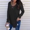 Damen V-Ausschnitt Träger Langarm T-Shirt Top Bluse