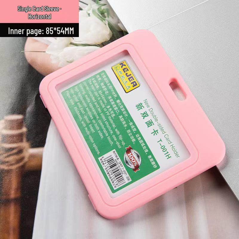 Vertical & Horizontal Double-Sided Transparent Employee Badge Holder with Color Options