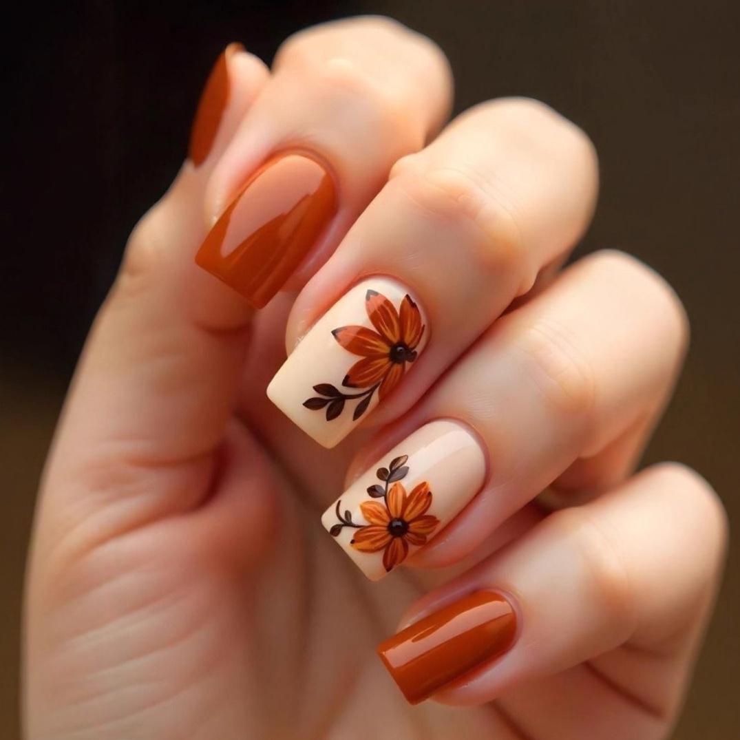 

Autumn/Winter Maple Leaf & Flower Wearable False Nails Stickers