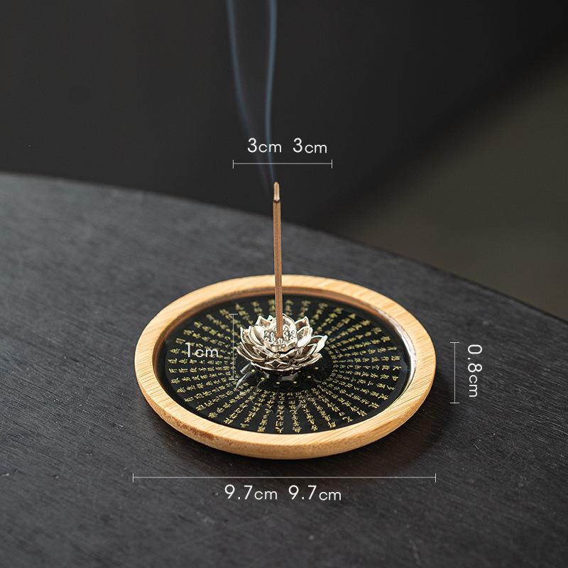 Zen Lotus Incense Stick  Insert Heart Sutra Pattern Base Incense Holder Household Indoor Tea Ceremony Display Decoration Items чёрный
