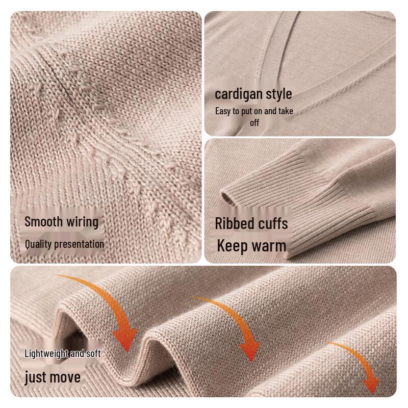 Hengyuanxiang Women's 100% Pure Wool V-Neck Cardigan