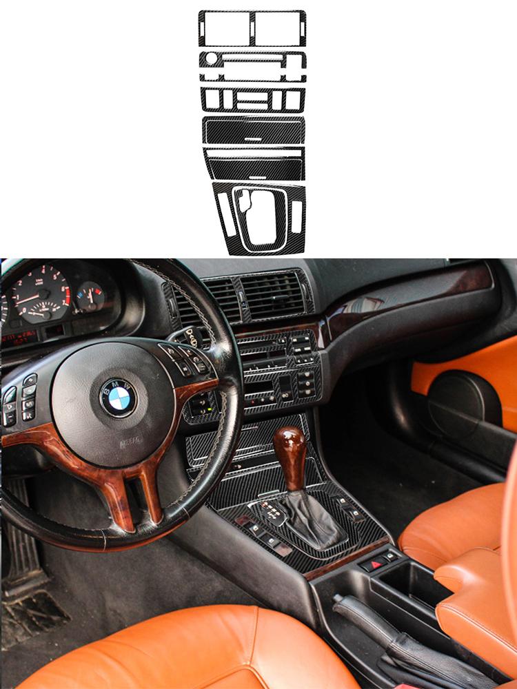 Black Car Interior Decoration Protection Carbon Fiber Sticker For For BMW 3Series E46 1998-2005 With Navigation System