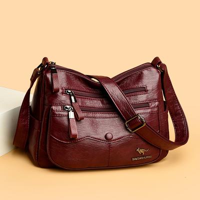 Retro Women's Shoulder Bag, Middle-aged and Elderly Women's Handbag, Soft PU Leather Crossbody Bag Suitable for Daily and Commuting