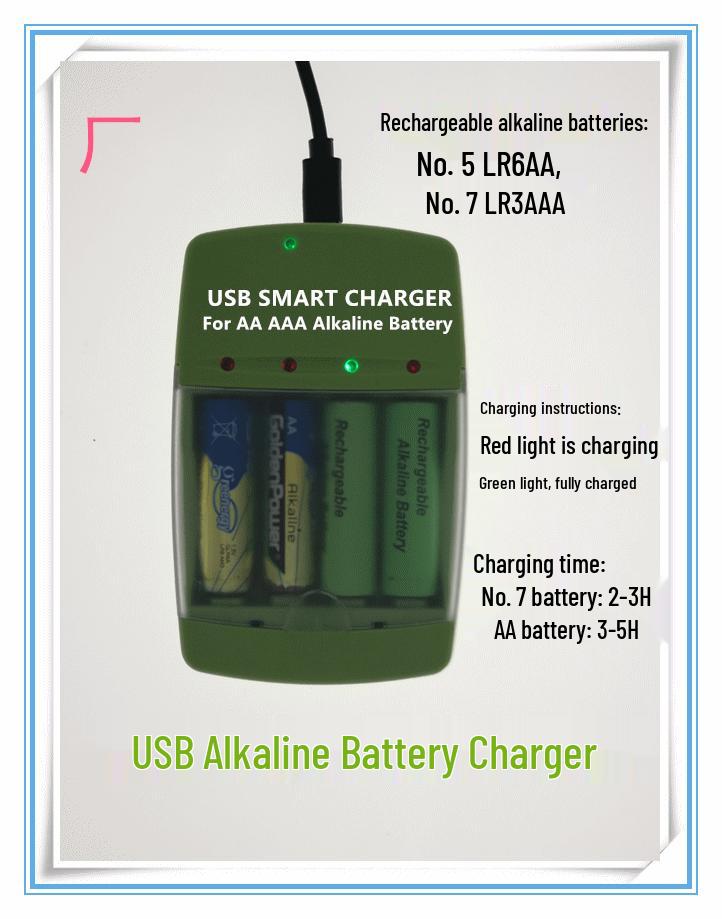 

Four-Slot USB Charger for AA/AAA Alkaline Batteries