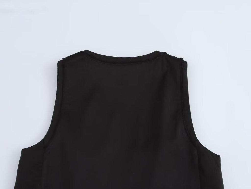 2025 Spring European & American Style French Silk Satin Sleeveless Women's Vest Set