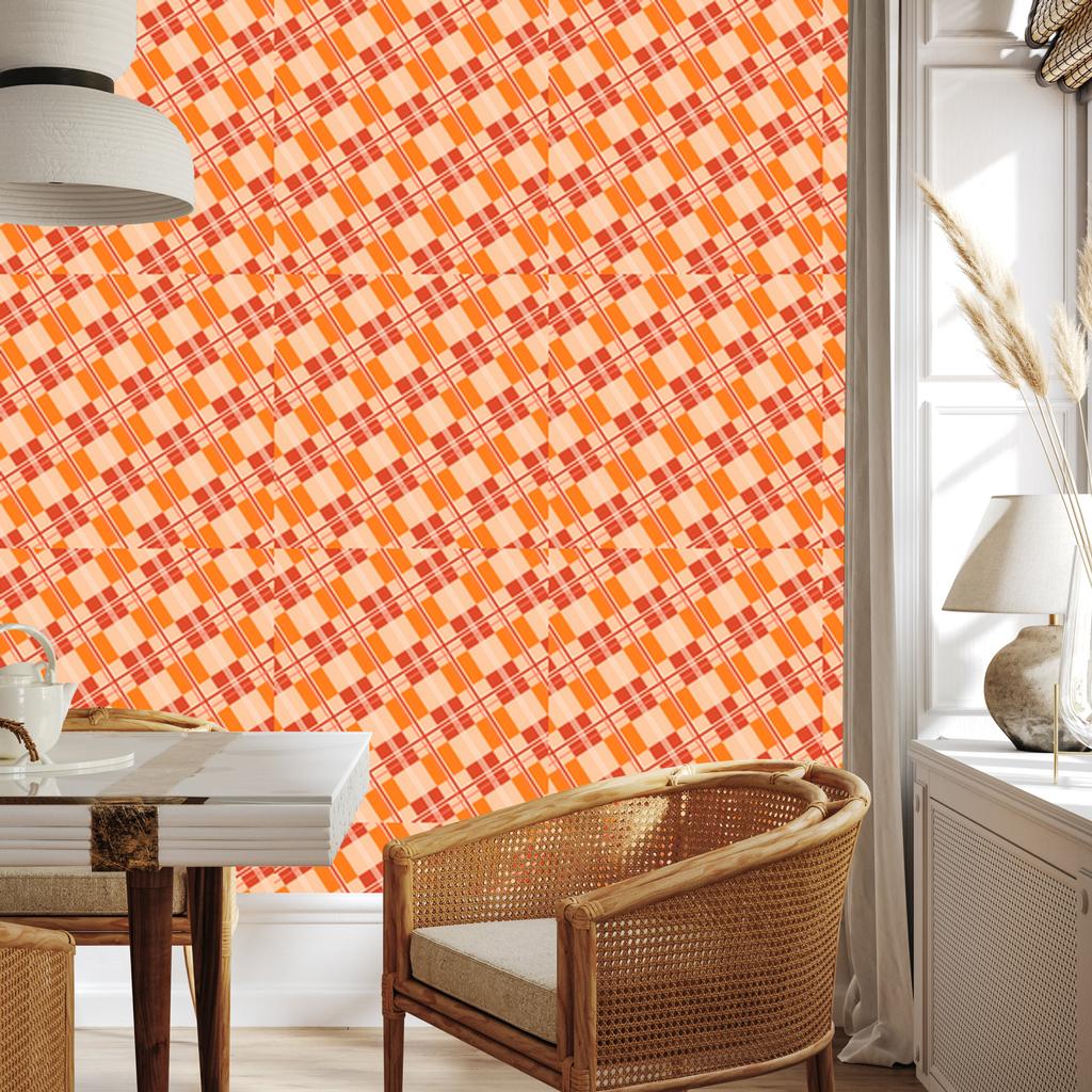 Red Check Wallpaper Peach and Red 50x1000
