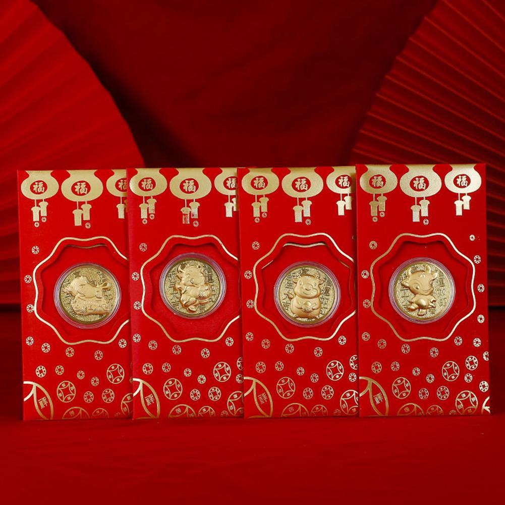 2021 Gold Coin Red Envelope Gold Foil Commemorative Coin Gold Red Packet
