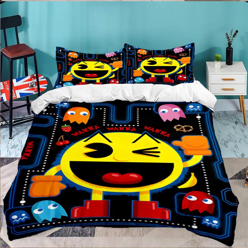 3PCS Game PAC Bedding Set,Including 1pc Duvet Cover And 2pcs Pillowcases Perfect for Bedroom, Dormitory, Large size Fan Christmas gift