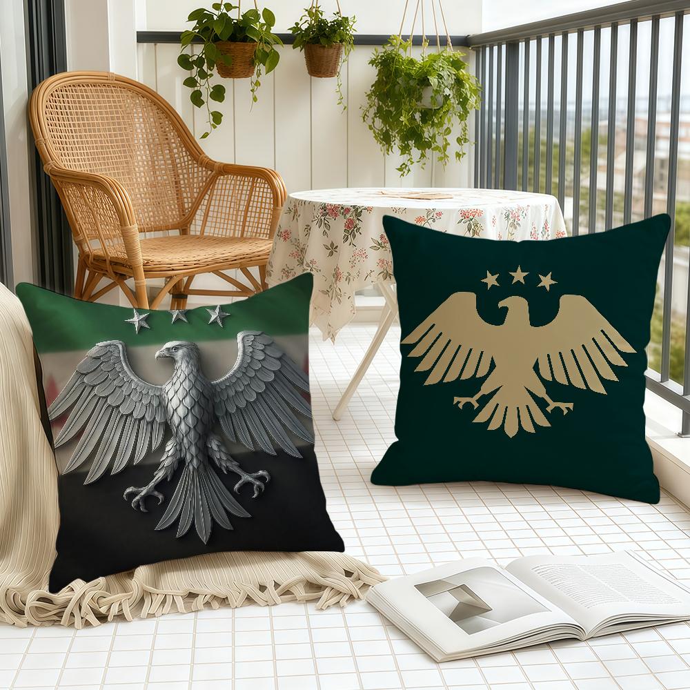 Flag Logo Eagle Syrian New 2025 Cushion Cover Home Office Birthday Anniversary Gifts Soft Skin Friendly Cushion Cover