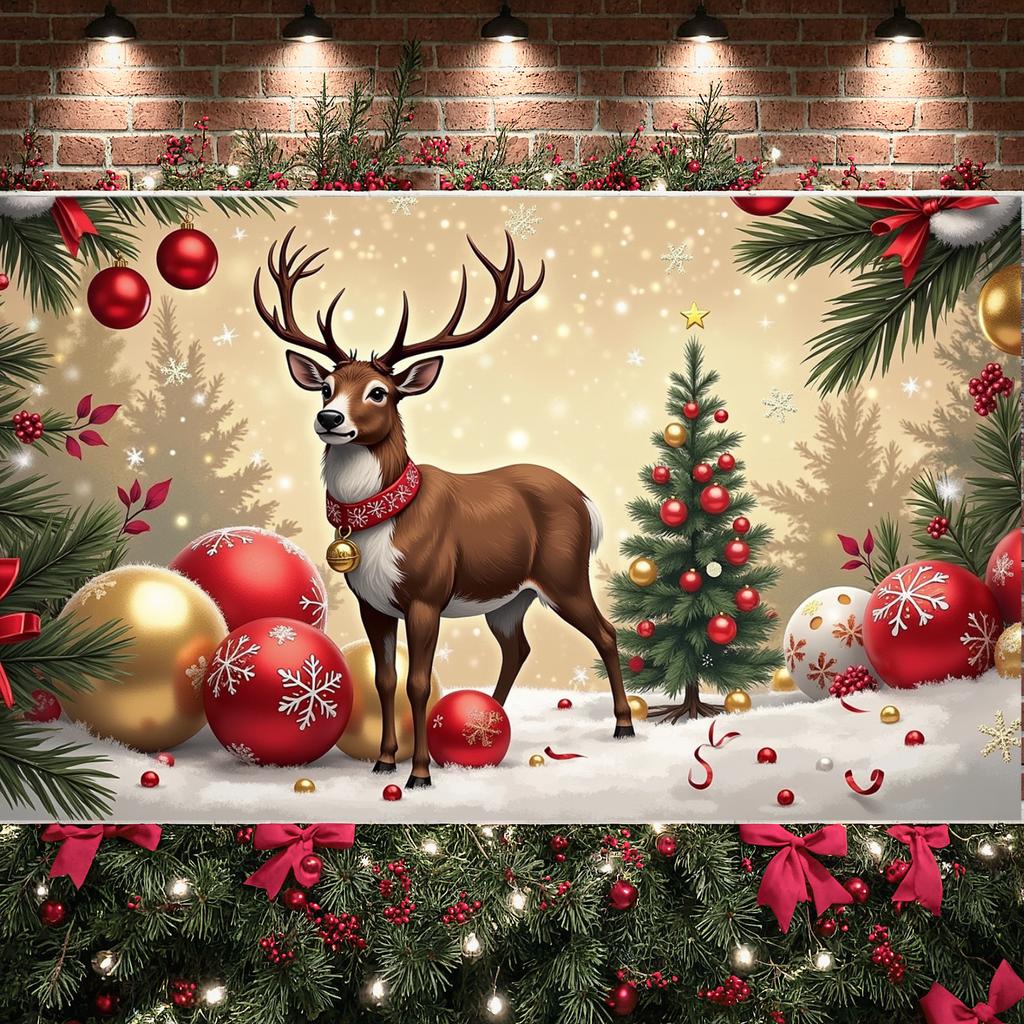 Christmas Ornament Red Ornaments Christmas Banner Reindeer Banner Reindeer Design Christmas Decor For Festive Display New Year