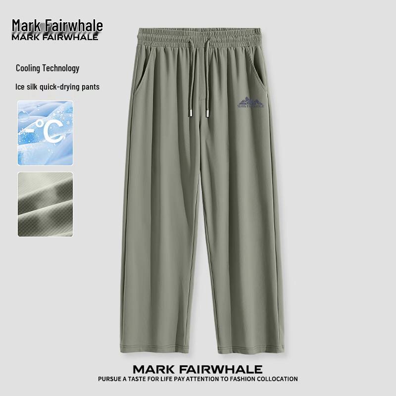 MARK FAIRWHALE Men's Ice Silk Lightweight Quick-Dry Wide-Leg Pants