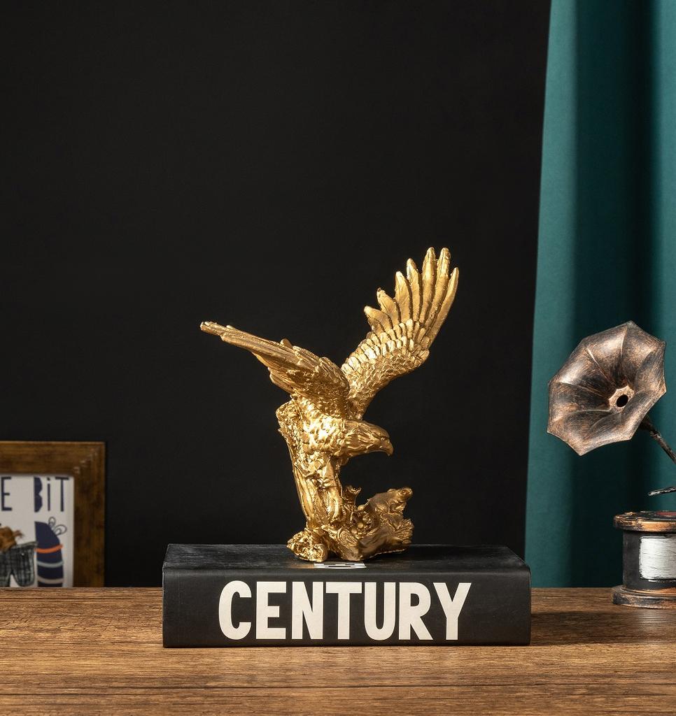 Nordic Resin Golden Eagle Falcon Statue Craft Sculpture Decoration Home Living Room Office Desktop Cabinet Decoration
