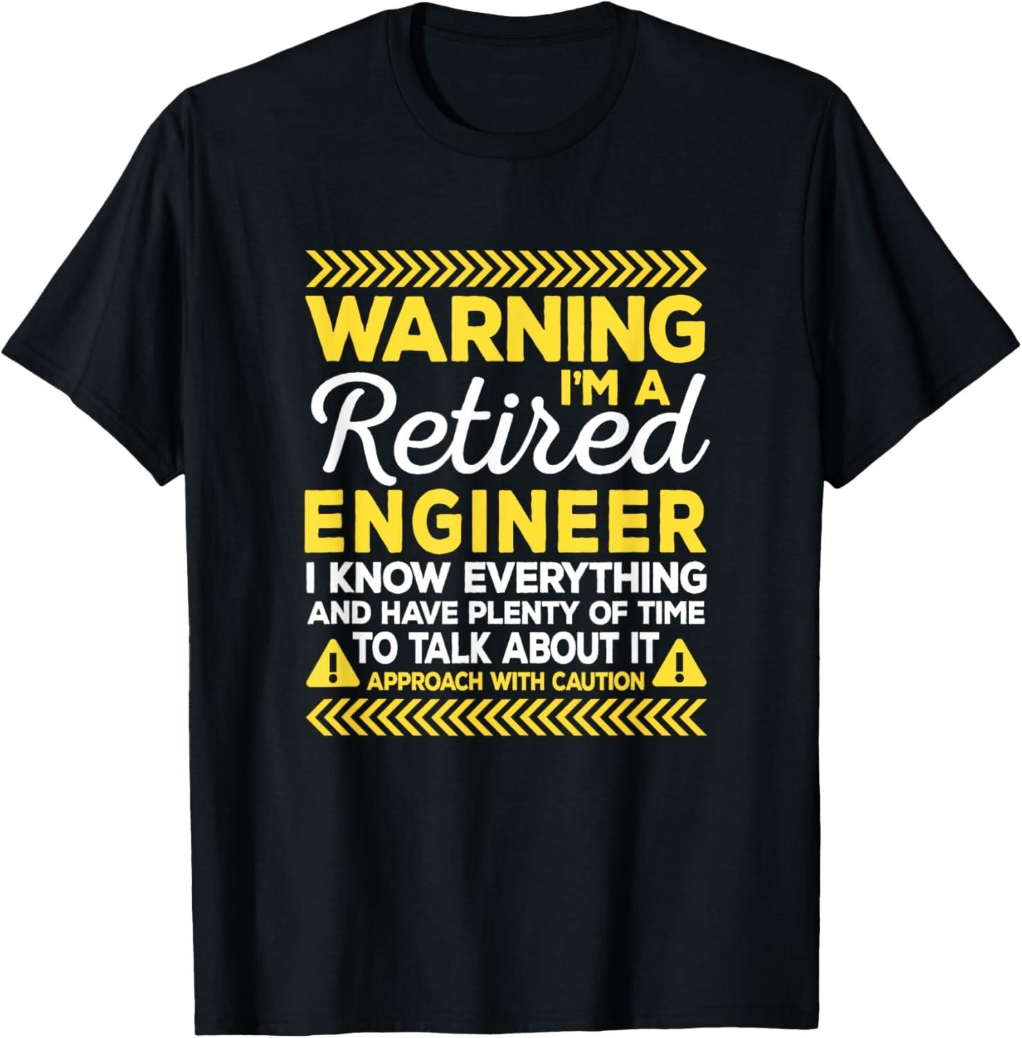 Warning Retired Engineer Funny Engineering Humor Builder T-Shirt S разноцветный