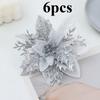 6Pcs Christmas Decoration Artificial Flowers Xmas Tree Ornaments for Home Decor Fake Flowers Navidad New Year 2025 Supplies