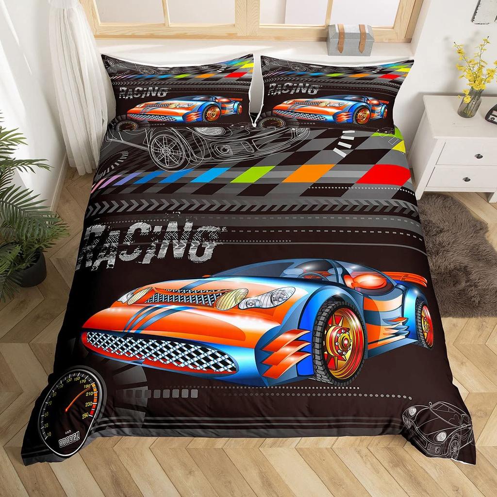Racing Car Printed Duvet Cover With Pillowcase Bedding Set Single Double Twin Full Queen King Size 2/3pcs Polyester Quilt Cover
