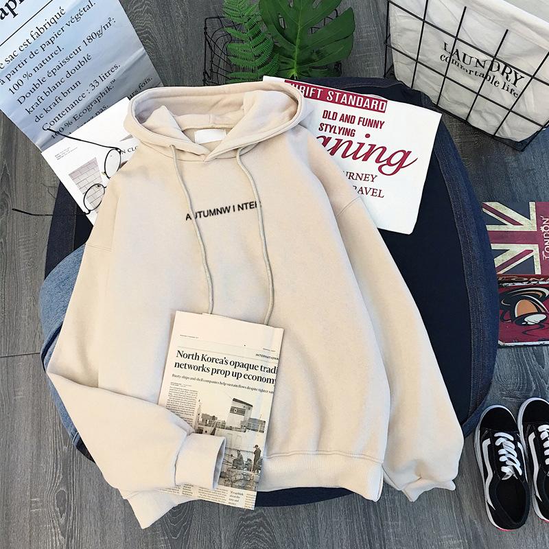 Autumn and Winter Fleece Thickened Sweater Schoolgirl Loose Versatile Trendy Long-sleeved Top Casual Hooded Jacket