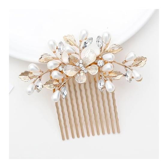 Hair Accessories Pearl Pins Kanzashi 3-Piece Set Gold Luxurious Pearl Design Elegant High-Quality Handmade Alloy Faux Pearl Rhinestone