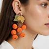 Elegant Autumn Earrings Handmade Fabric Pumpkin Sunflower Dangle Large Statement Portable for Trendy Women Casual Wear