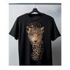 European Sizes Black Pure - Men's T - Shirt: Leopard Head Pattern Theme