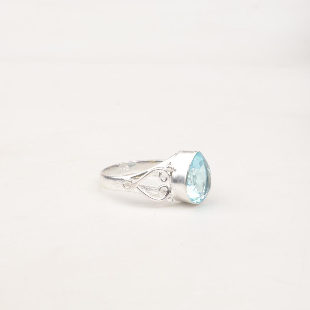 Sky Blue Topaz Gemstone 925 Sterling Silver Jewelry Handcrafted Engagement Ring RR-46-3