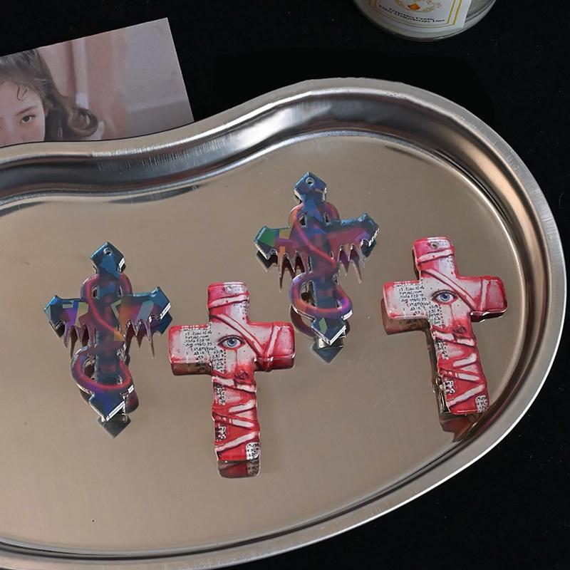 Gotische Punk Kreuz Haarspange Subkultur Y2K Horror Blutfleck Haarspange Rock Mode Acryl Kopfschmuck Haaraccessoire
