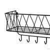 Bathroom Shelf, Kitchen Wall Spice Shelf with 6 Hooks & Rod Letter Tray