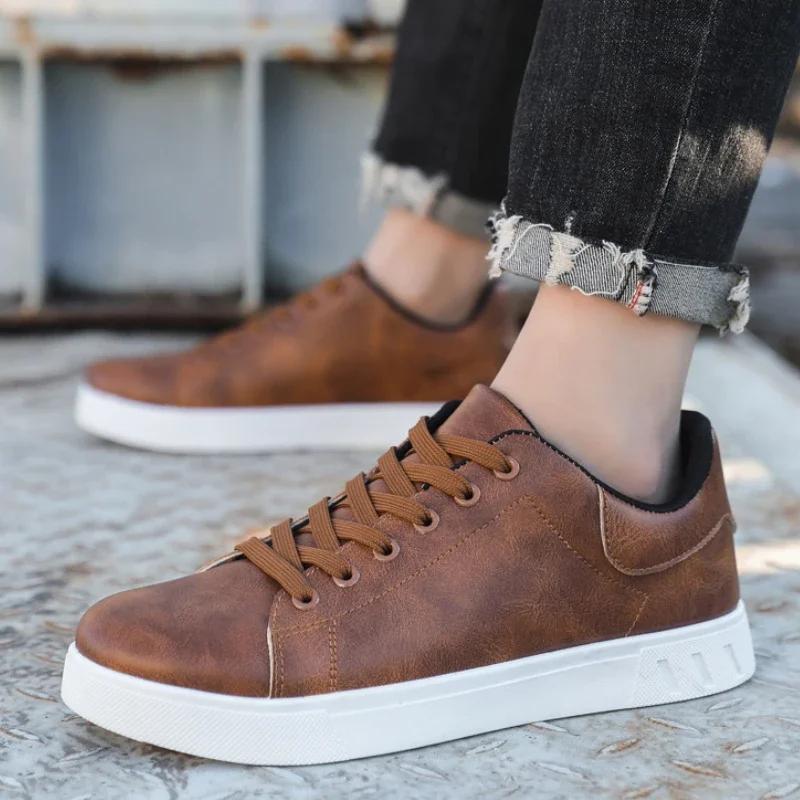 Men Casual Shoes Men Leather Shoes Man Luxury Sneaker Non-slip Soft Soled Breathable Loafers Slip On Driving Shoes Big Size 4748