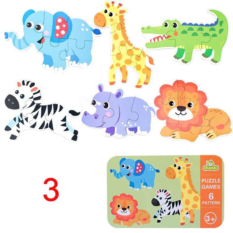 Kinderen Cartoon Dier Verkeer Dinosaurussen Matchende Paren Houten Puzzel Met IJzeren Doos Voor Kleuterschool Baby Educatief Speelgoed