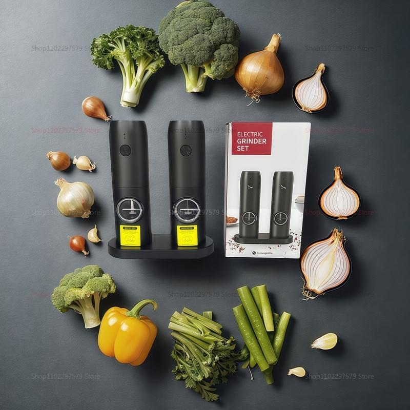 Electric Salt and Pepper Grinder Set of 2 USB Rechargeable Adjustable Coarseness One-Handed Operation Perfect for Kitchen