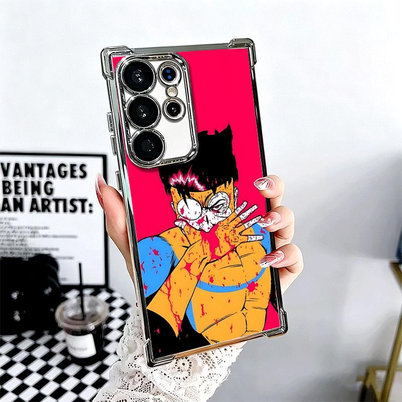 

I-Invincible Anime Plating Phone Case For Samsung Galaxy S24 S25 FE S26 Edge S23 Ultra S22 S21 Plus S20 Anti-Fall Airabag Cover Samsung S23 FE