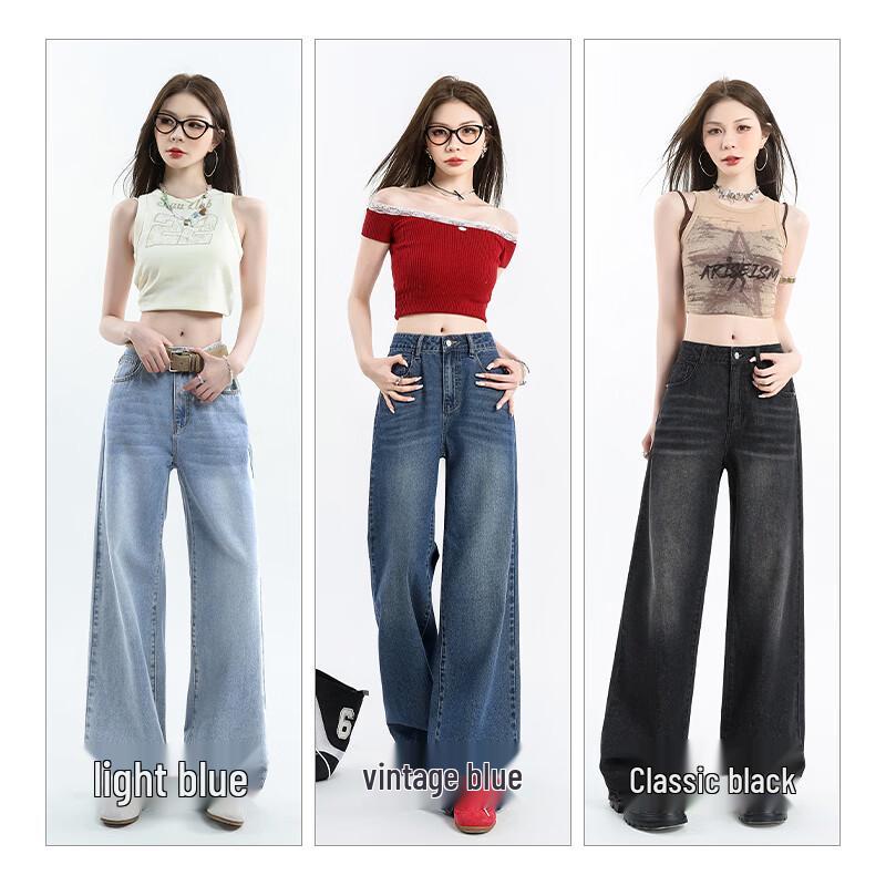 TonLion Women's Relaxed Straight-Leg High-Stretch Jeans