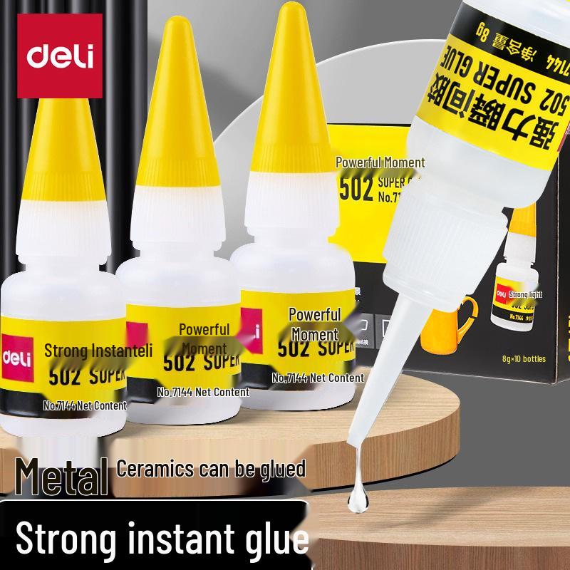 Deli 502 Fast-Drying Strong Glue, 8g - High Viscosity for Ceramic, Glass, and Metal.