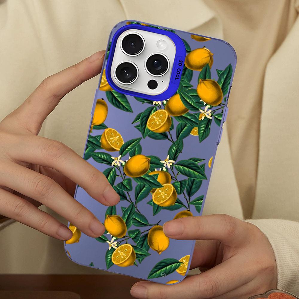 Leaves Fruit Lemon Peach Pomegranate Grape Phone Case For IPhone 16 15 14 13 12 11 Pro Max XSMAX 8 Matte Shockproof Back Cover