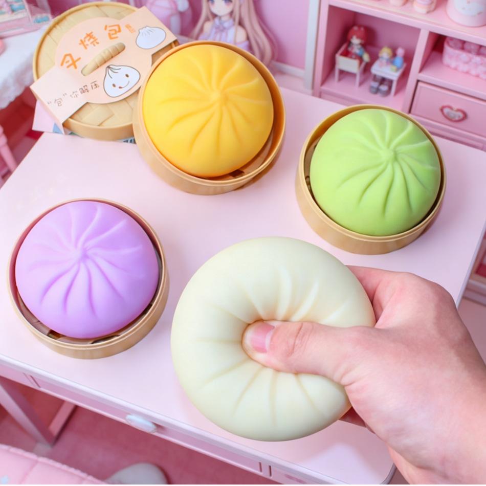 Hot Stress Relief Toys, Squishy Simulation Steamed Bun, Funny Prank Decompression Ball, Anxiety Relief Toy