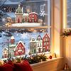 Holiday Decoration Decals Christmas Static Window Clings, Snowy Town House Snowflake Glass Decals, Reusable Seasonal Party Supplies Xmas Stickers,