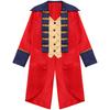 Kids Revolutionary War Costume Colonial British Red Coat Tailcoat Design Historical Military Cosplay Outfit