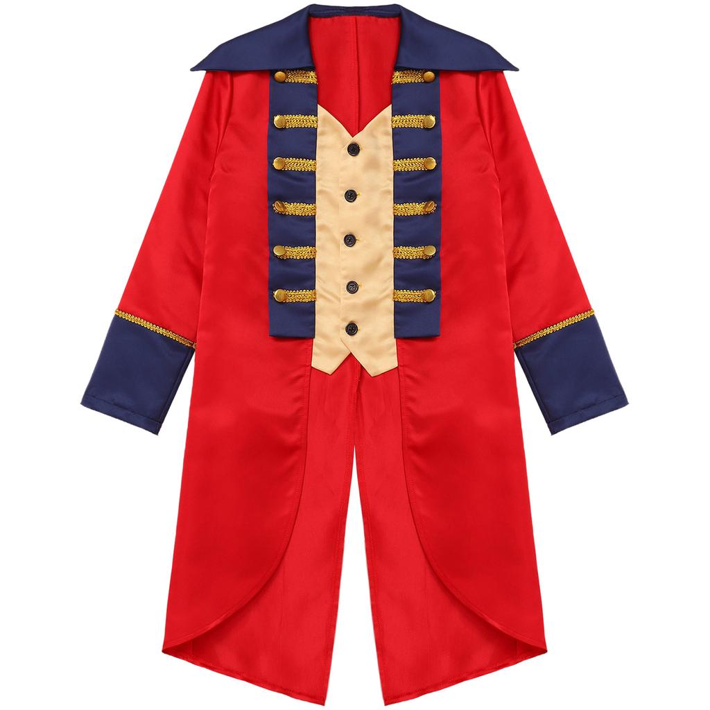 Kids Revolutionary War Costume Colonial British Red Coat Tailcoat Design Historical Military Cosplay Outfit