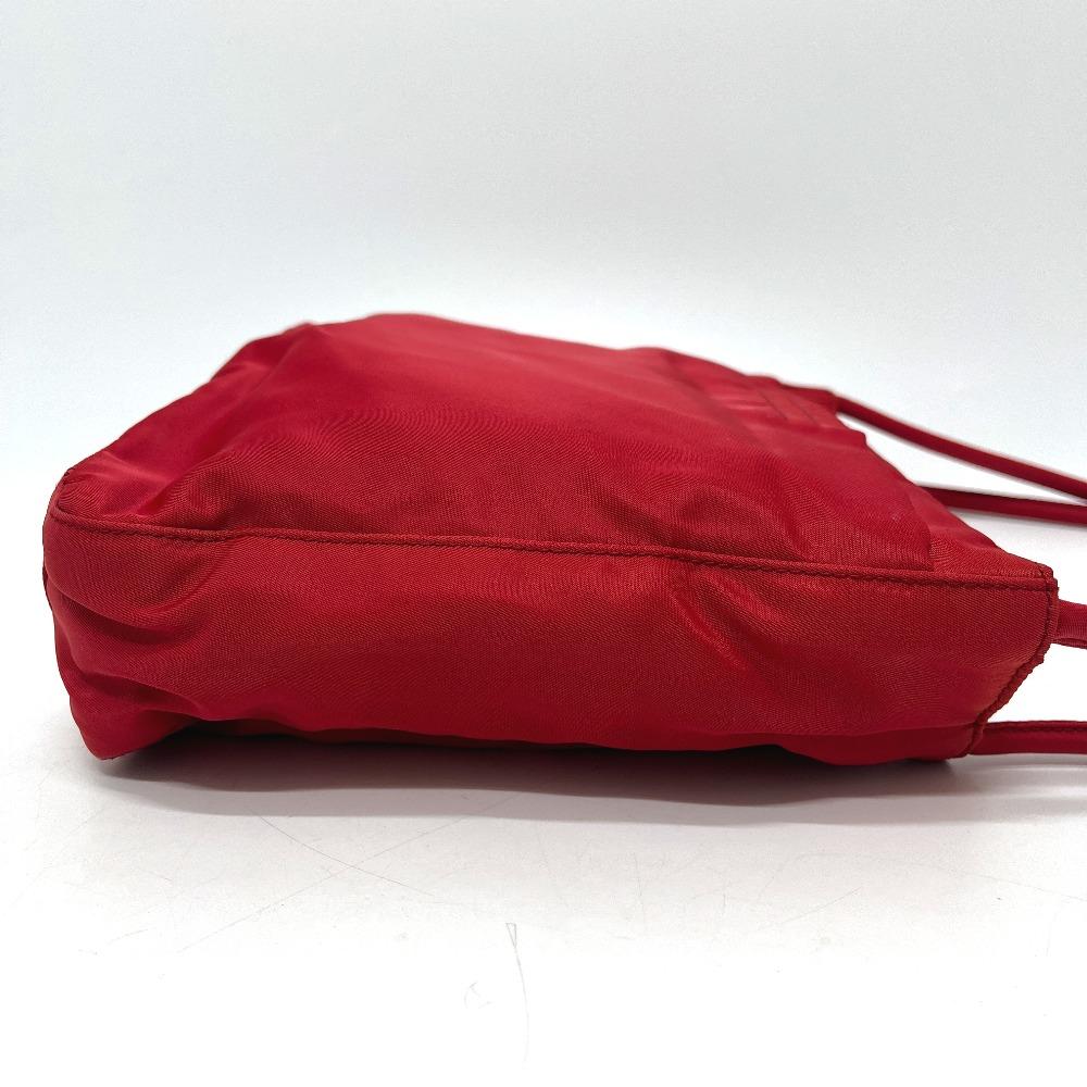 Prada B8725 Logo Tote Bag, Shoulder Bag, Triangle Plate Hand Bag Nylon Red
