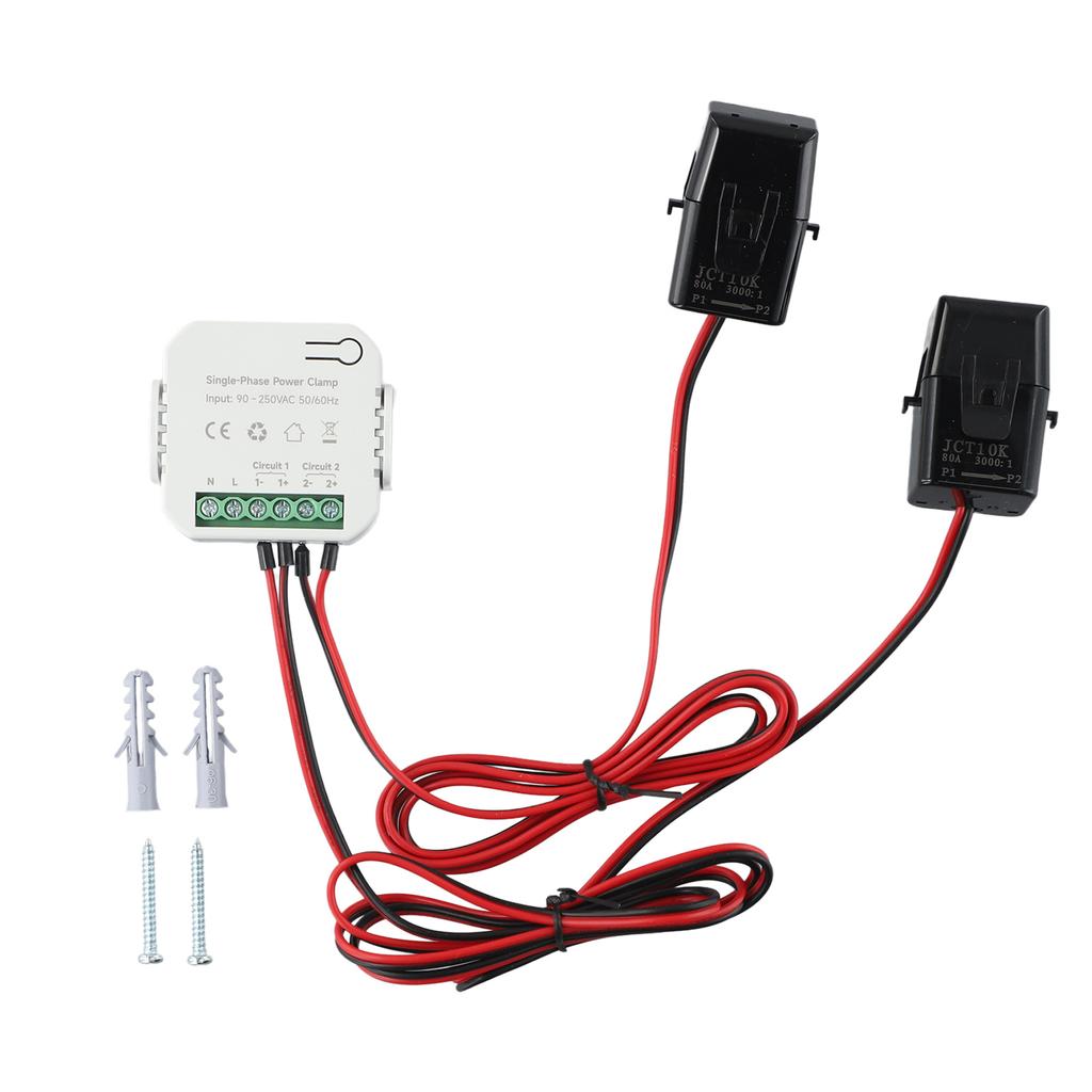 WiFi Energy Meter 80A with Dual Clamp For For Tuya For Smart Life App Monitor Power Consumption EfFor Fortlessly